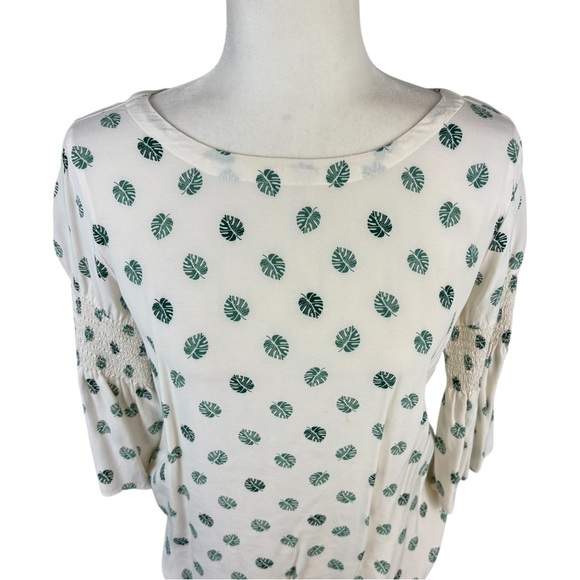 Loft Leaf Print Bell Sleeve Top Size XS - Picture 4 of 9